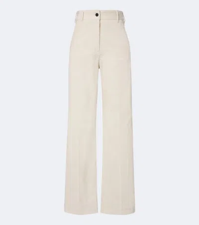 Moncler Cotton Corduroy Wide-leg Pants In White