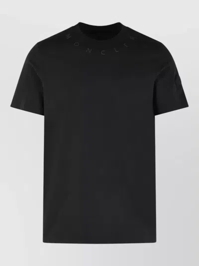 Moncler Cotton Crew Neck Short Sleeve T Shirt In Black