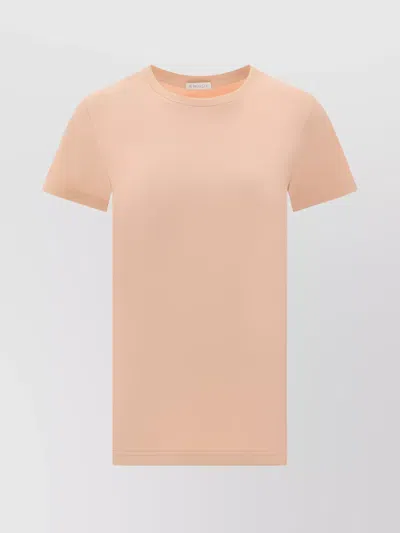 Moncler Cotton Crew Neck Short Sleeve Top In Brown