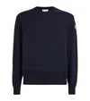 Moncler Crew-neck Sweater Ribbed Long Sleeves In Blue