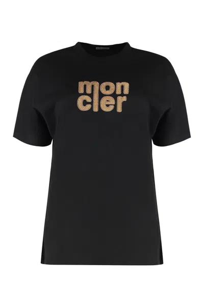 Moncler Cotton Crew-neck T-shirt In Black
