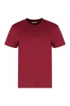 Moncler Embroidered Tonal Logo Cotton T-shirt Clothing In Burgundy