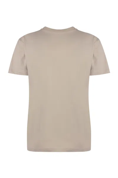 Moncler Cotton Crew-neck T-shirt In Beige