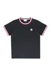 Moncler Tricolor Logo Patch T-shirt In Black