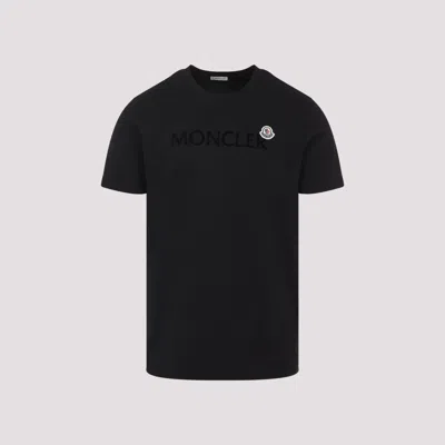 Moncler Cotton Flocked Logo T-shirt In Blue
