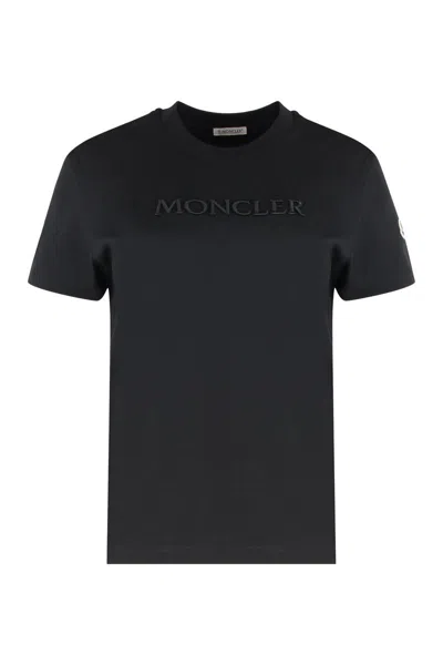 Moncler Cotton Crew-neck T-shirt In Black