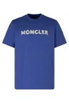Moncler Short Sleeve Crew Neck Cotton T-shirt In Blue