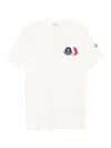 Moncler Cotton T-shirt With Ribbed Crew Neck And Signature Logo Patches In Gold