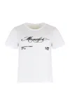 Moncler Cotton T-shirt With Embroidered Cursive Logo In Multi