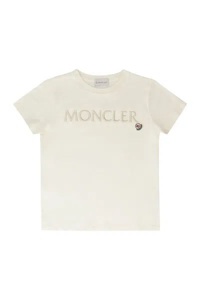 Moncler Kids' Cotton Crew-neck T-shirt In Panna