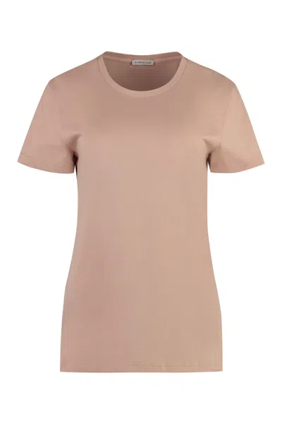 Moncler Cotton Crew-neck T-shirt In Pink