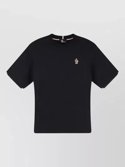Moncler Cotton Crew Neck T Shirt Short Sleeves In Black