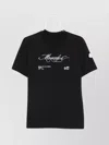 Moncler Cotton Crew Neck T-shirt With Embroidered Logo In Black