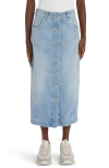 Moncler Button-up Denim Midi Skirt In Rain Washed