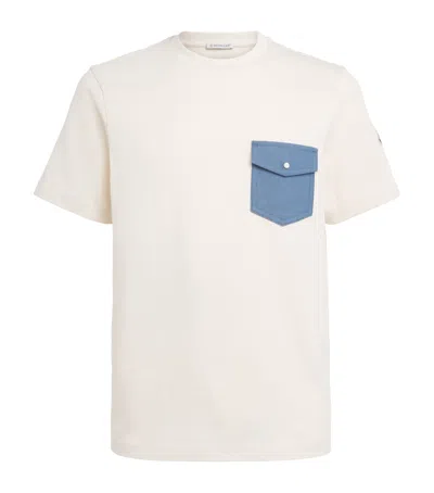 Moncler Cotton Denim-pocket T-shirt In White