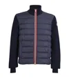 Moncler Padded Front Panel Cardigan With High Collar In Blue