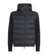 Moncler Insulated Front Jacket With Knitted Sleeves In Black
