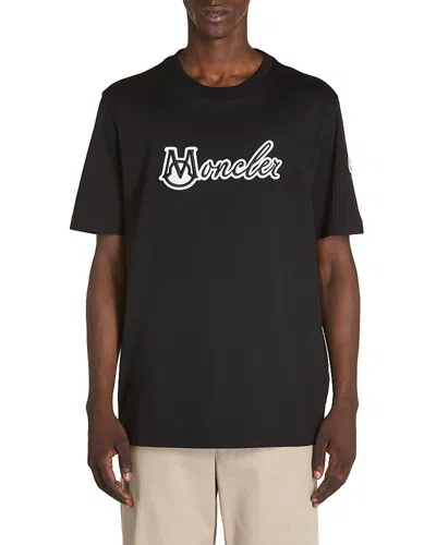 MONCLER COTTON EMBROIDERED LOGO GRAPHIC TEE