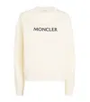 Moncler Cotton Embroidered Logo Sweatshirt In White