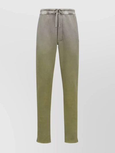 Moncler Cotton Fleece Drawstring Trackpants In Khaki