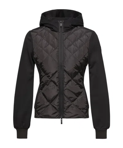 Moncler Cotton Fleece Padded Zip-up Hoodie In Black