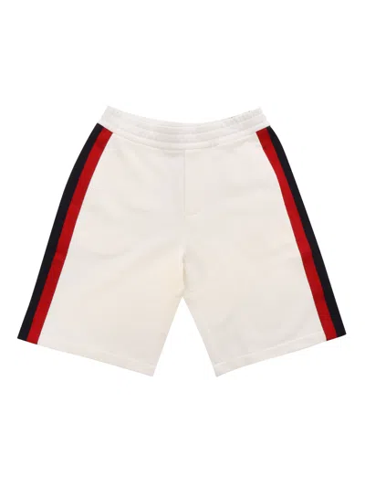 Moncler Kids' Cotton Fleece Shorts In White