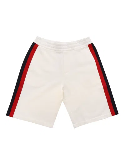 Moncler Cotton Fleece Shorts In Beige