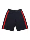 Moncler Cotton Fleece Shorts In Blue