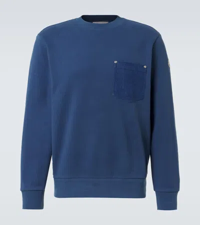 Moncler Cotton Fleece Sweatshirt In Blue