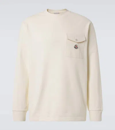 Moncler Cotton Fleece Sweatshirt In White