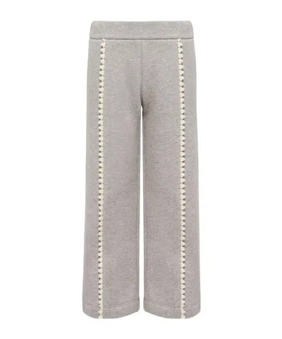 Moncler Cotton Fleece Trimmed Sweatpants In Gray
