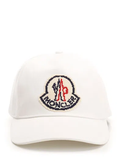 Moncler Cotton Gabardine Baseball Cap In White