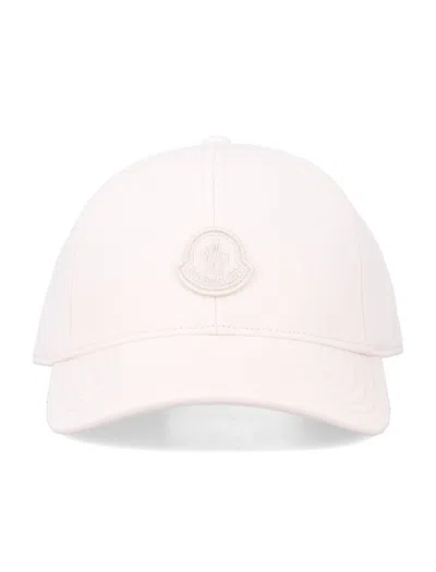 Moncler Cotton Gabardine Baseball Cap In Beige