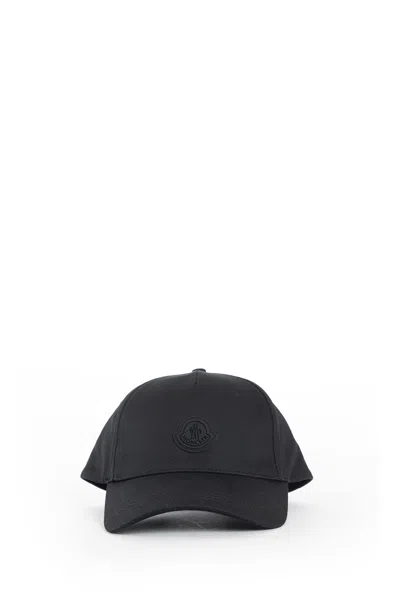 Moncler Cotton Gabardine Baseball Cap In Black