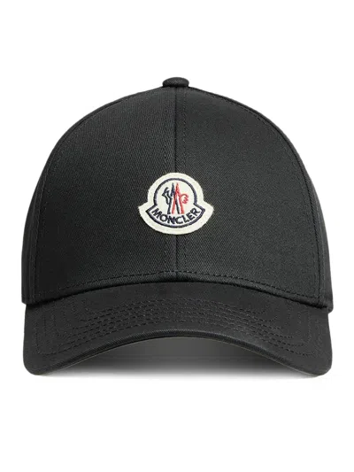Moncler Baseball Cap Curved Brim Ventilation Eyelets In Black
