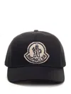 Moncler Logo Detail Cotton Baseball Cap In Black