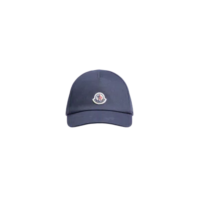 Moncler Kids' Casquette En Gabardine De Coton In Blue