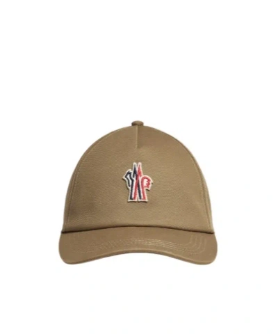 Moncler Cotton Gabardine Baseball Cap In Brown
