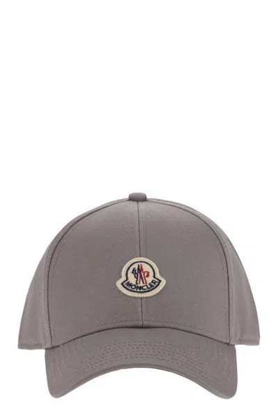 Moncler Cotton Gabardine Baseball Cap In Brown