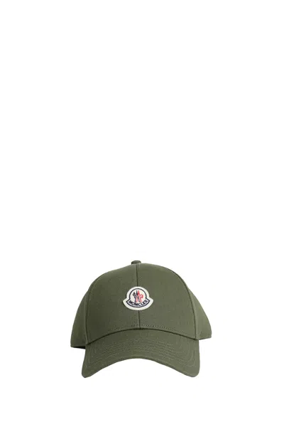 Moncler Cotton Gabardine Baseball Cap In Green