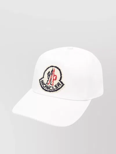 Moncler Logo Cotton Baseball Cap In White