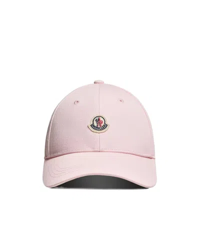 Moncler Cotton Gabardine Baseball Hat In Pink