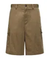 Moncler Cappuccino Stretch Cotton Bermuda Shorts In Neutral