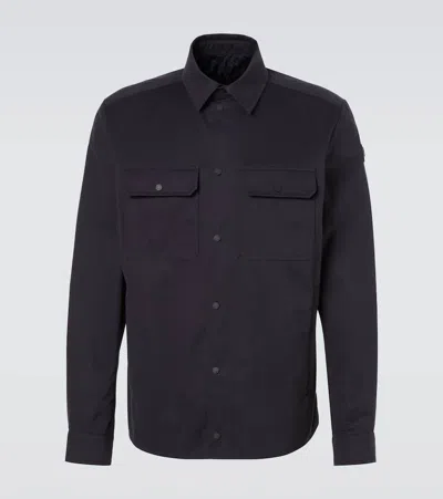 Moncler Cotton Gabardine Overshirt In Blue