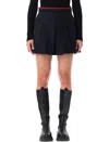 Moncler Pleated Cotton Stretch Gabardine Miniskirt In Blue