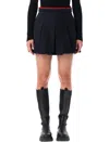 Moncler Pleated Cotton Stretch Gabardine Miniskirt In Blue