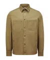 Moncler Beige Cotton Gabardine Overshirt In Brown