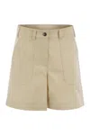Moncler Women's Cotton Gabardine Shorts In Beige