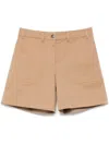 Moncler Cotton Gabardine Shorts In Brown