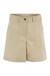 Moncler Cotton Gabardine Shorts In Multi